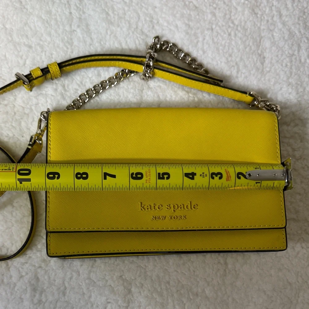 Kate Spade New York Yellow Saffiano Leather Chain‎ Crossbody Bag
